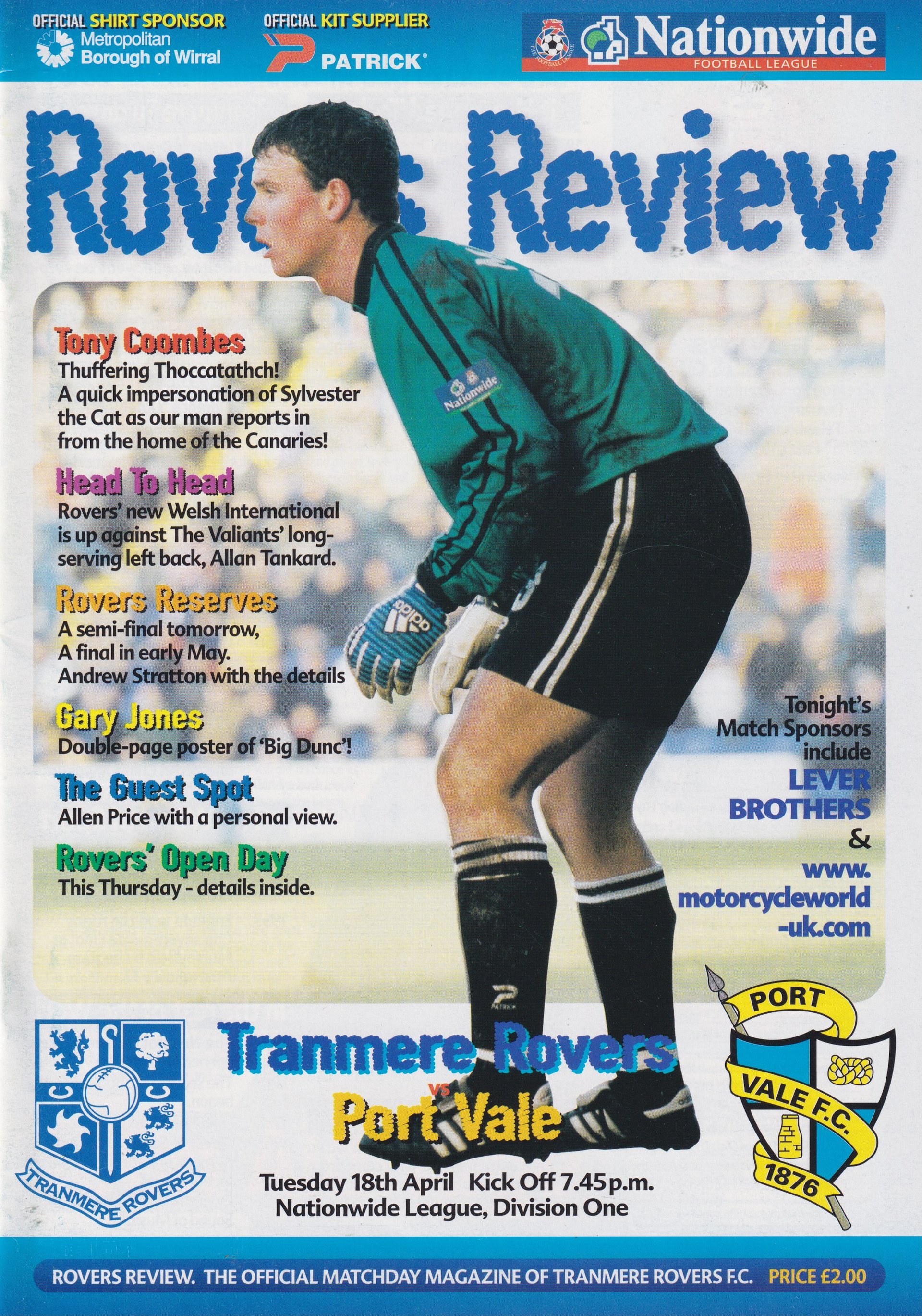 Tranmere Rovers v Port Vale match programme